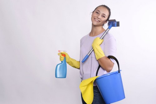 Safety-focused carpet cleaning procedure in progress